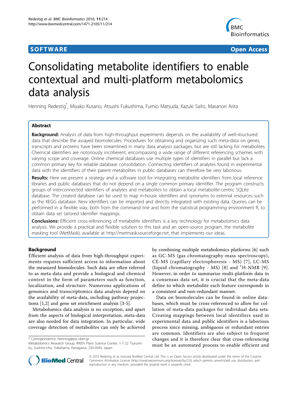 Consolidating Metabolite Identifiers to Enable Contextual and Multi
