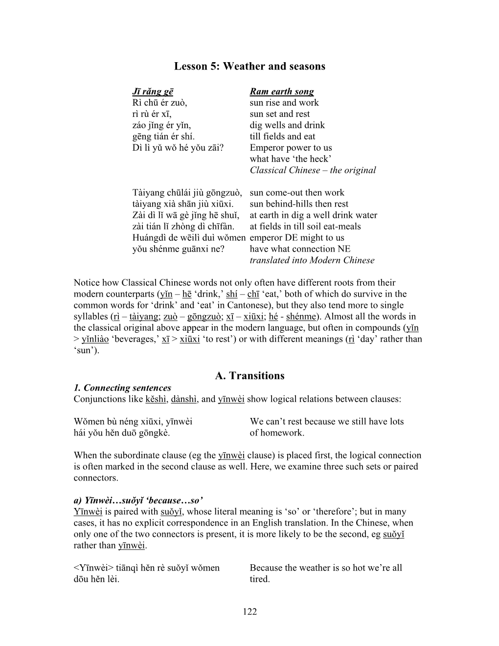 Lesson 5: Weather and Seasons