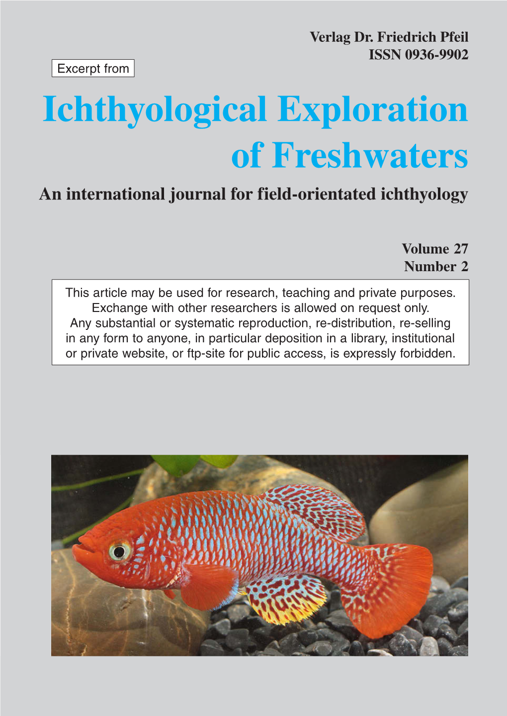 Ichthyological Exploration of Freshwaters an International Journal for Field-Orientated Ichthyology