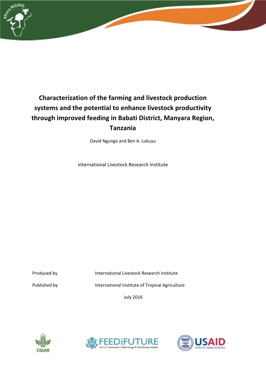 Characterization of the Farming and Livestock Production