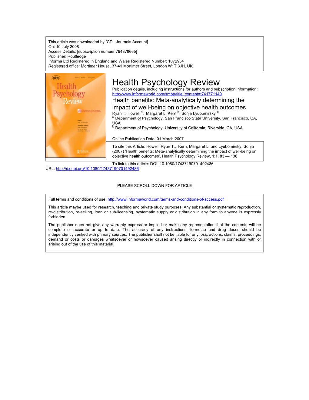 Health Psychology Review