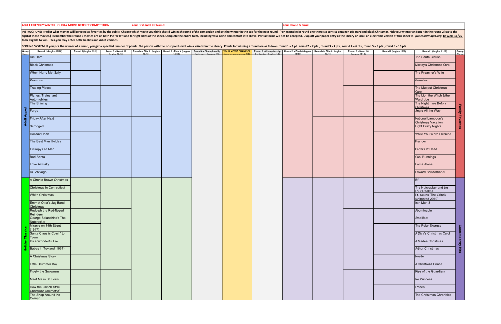 Movie Bracket Contest 2020.Xlsx