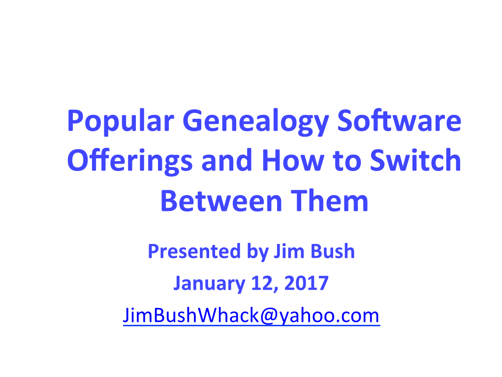 Popular Genealogy Software