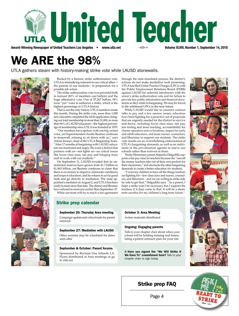 We ARE the 98% UTLA Gathers Steam with History-Making Strike Vote While LAUSD Stonewalls