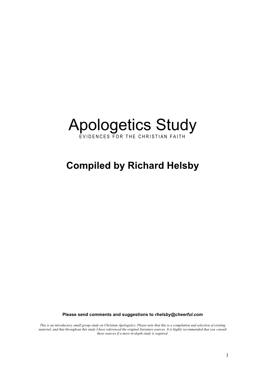 Christian Apologetics Study