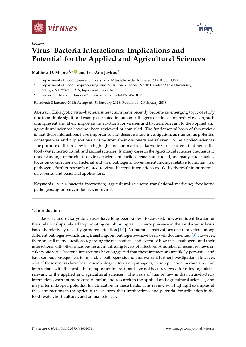 Virus–Bacteria Interactions: Implications and Potential for the Applied and Agricultural Sciences