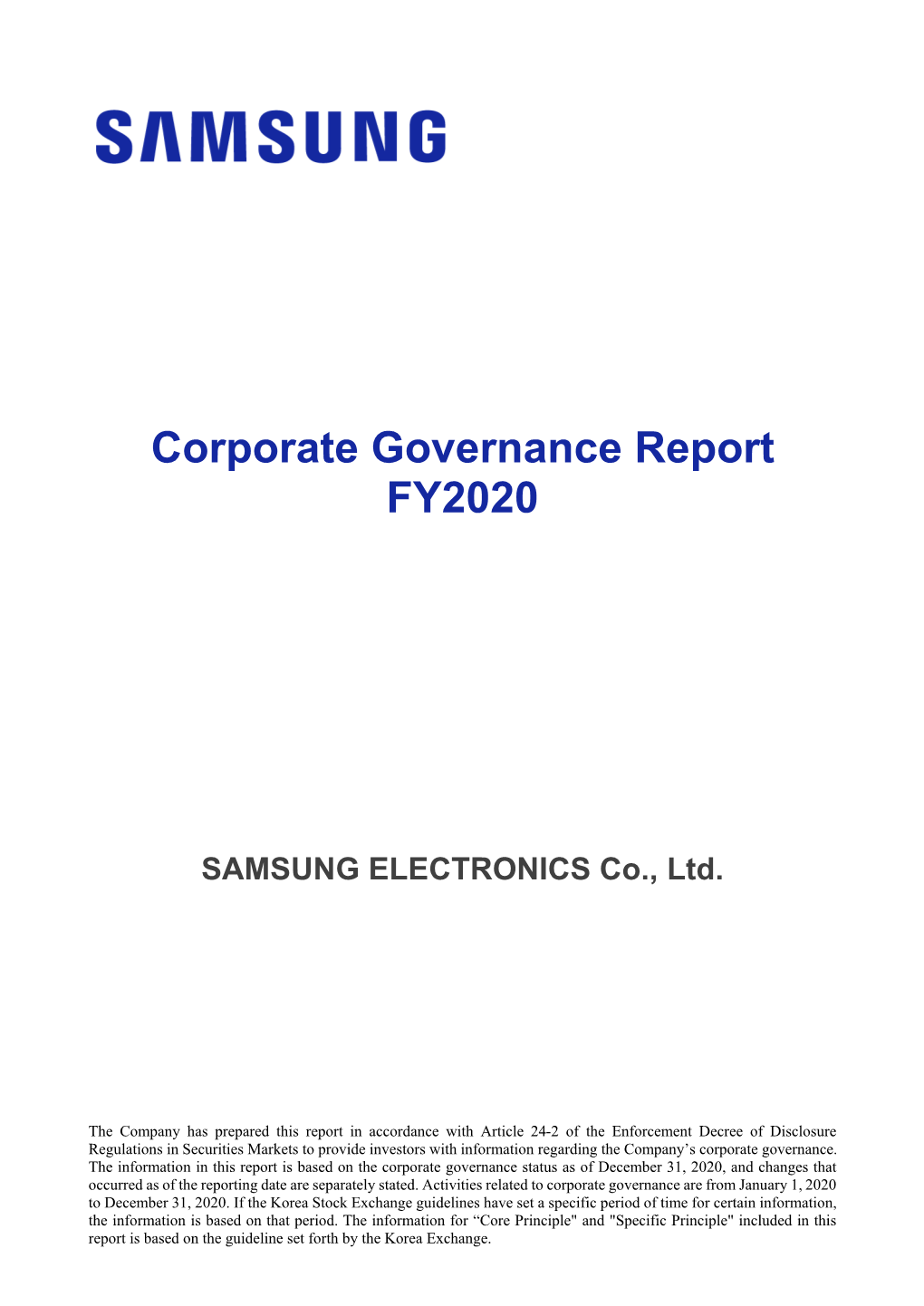 Corporate Governance Report FY2020