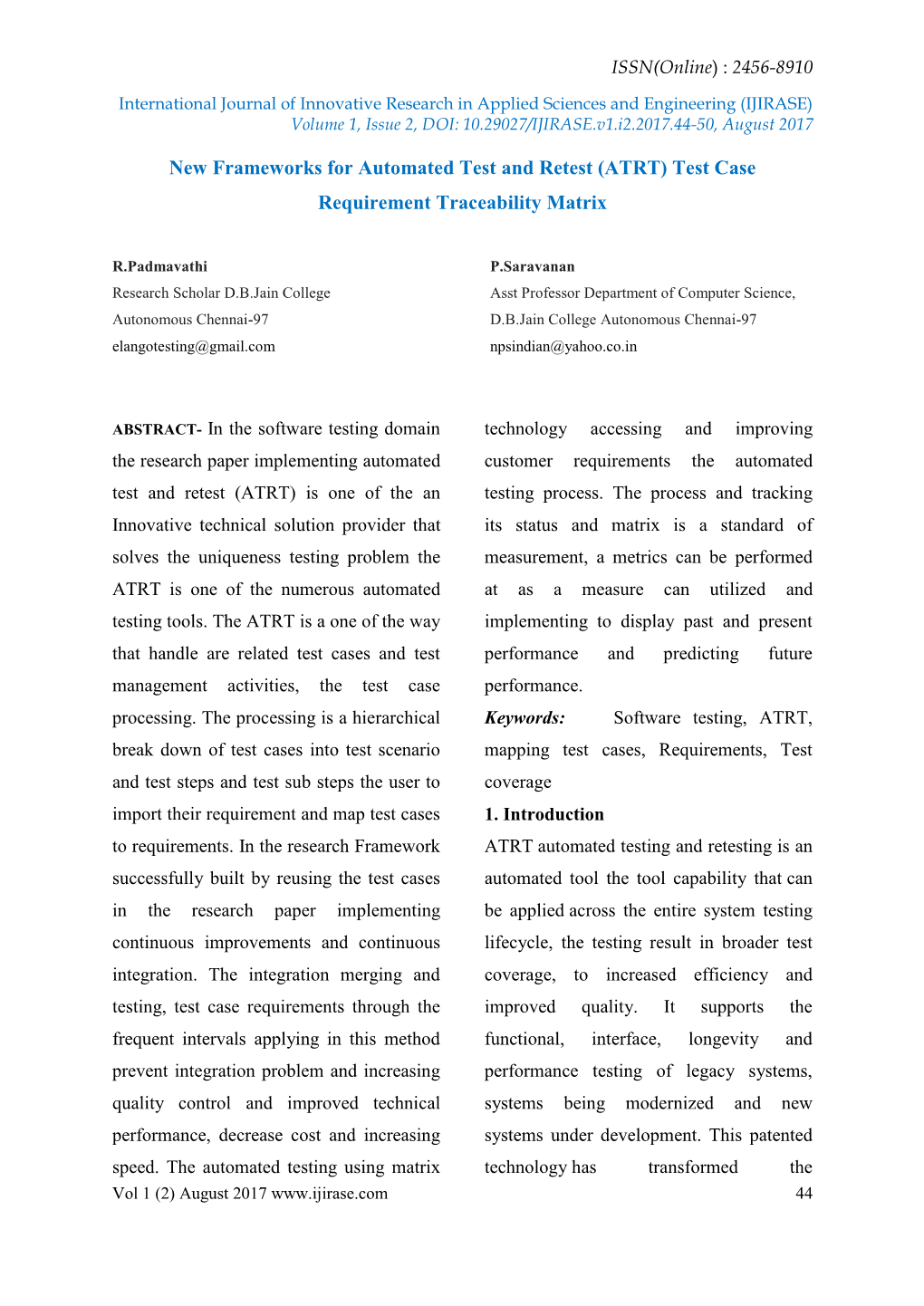 New Frameworks for Automated Test and Retest (ATRT) Test Case Requirement Traceability Matrix