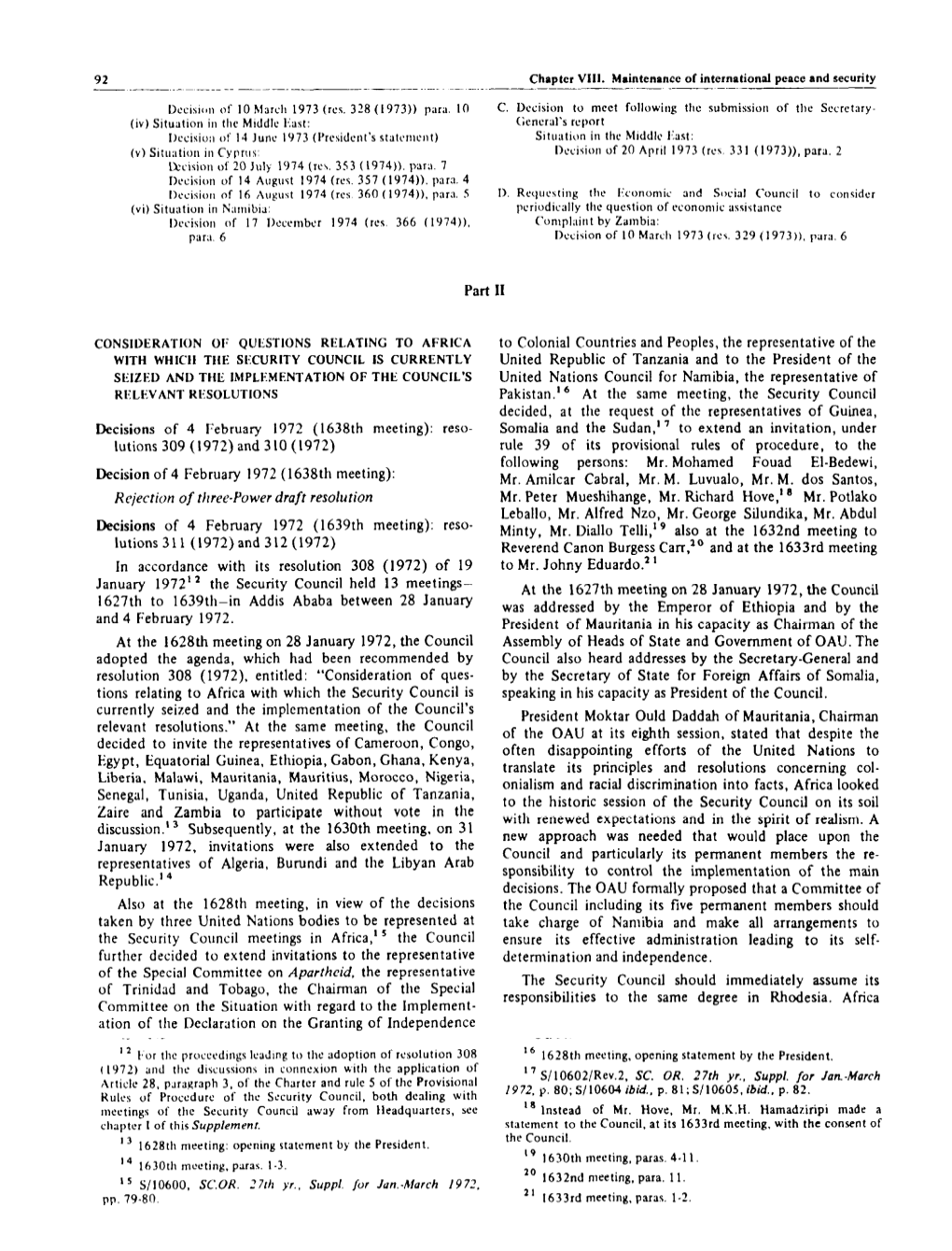 Part II Decisions of 4 February 1972 (1638Th Meeting): Reso- Lutions