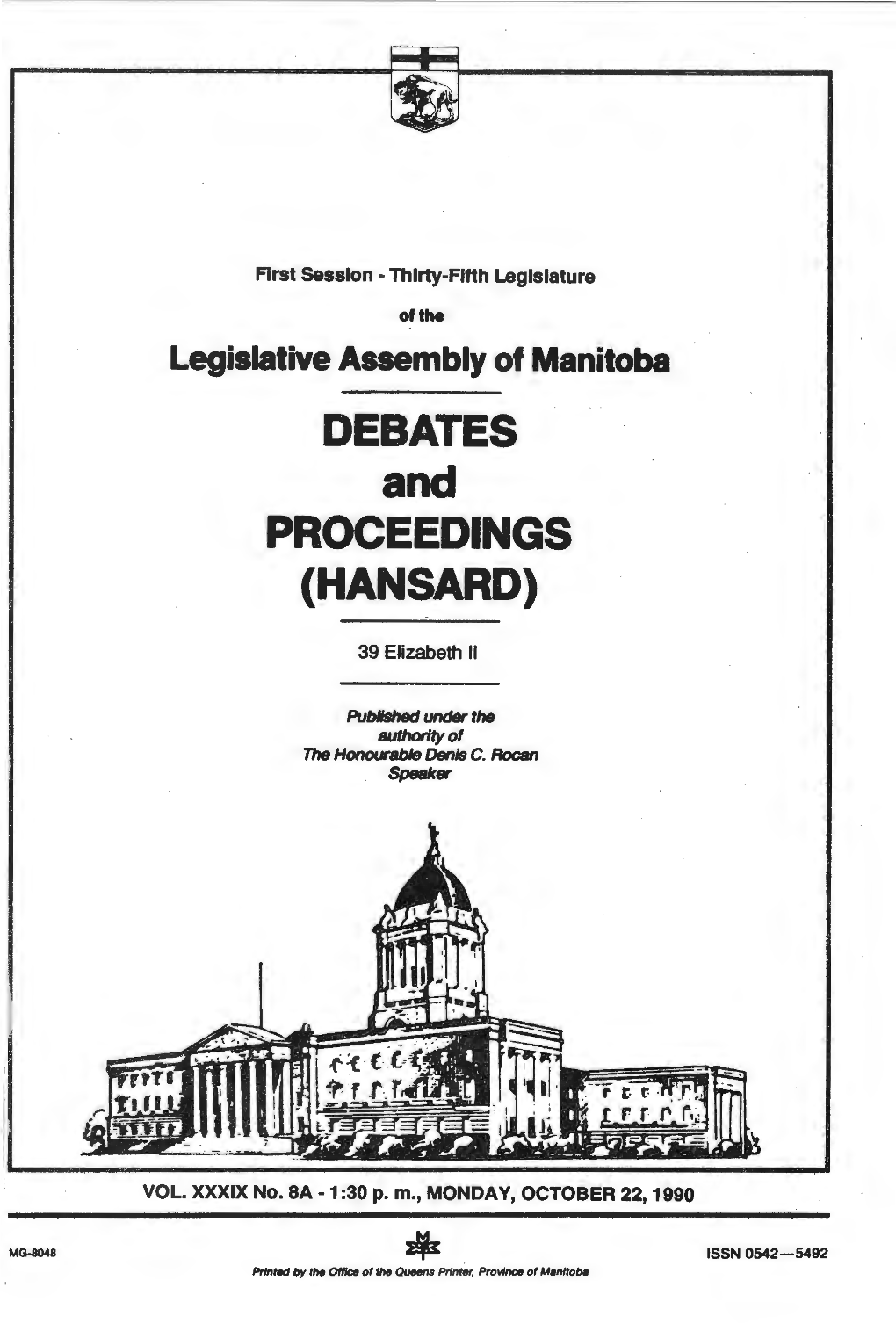 DEBATES and PROCEEDINGS (HANSARD)