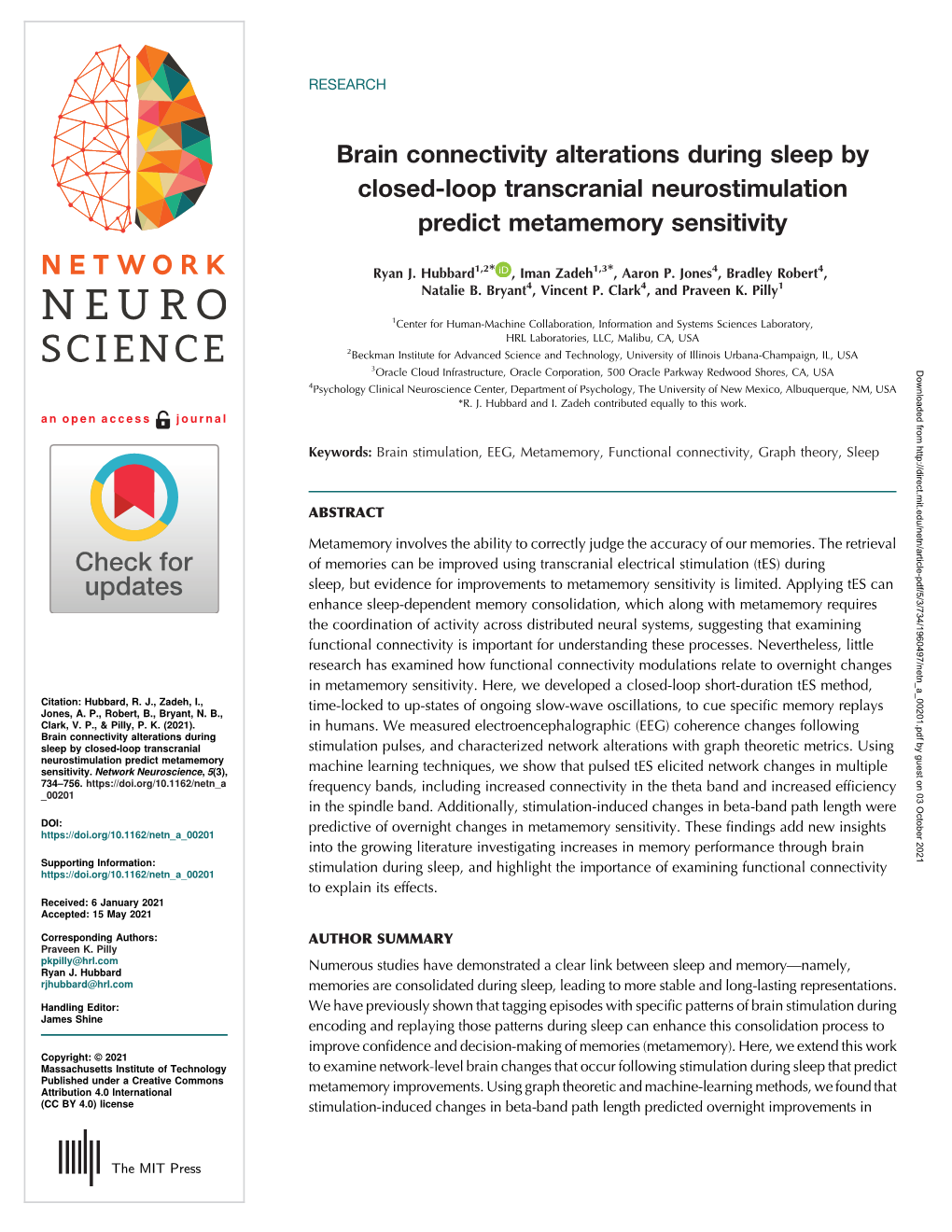 Brain Connectivity Alterations During Sleep by Closed-Loop Transcranial Neurostimulation Predict Metamemory Sensitivity