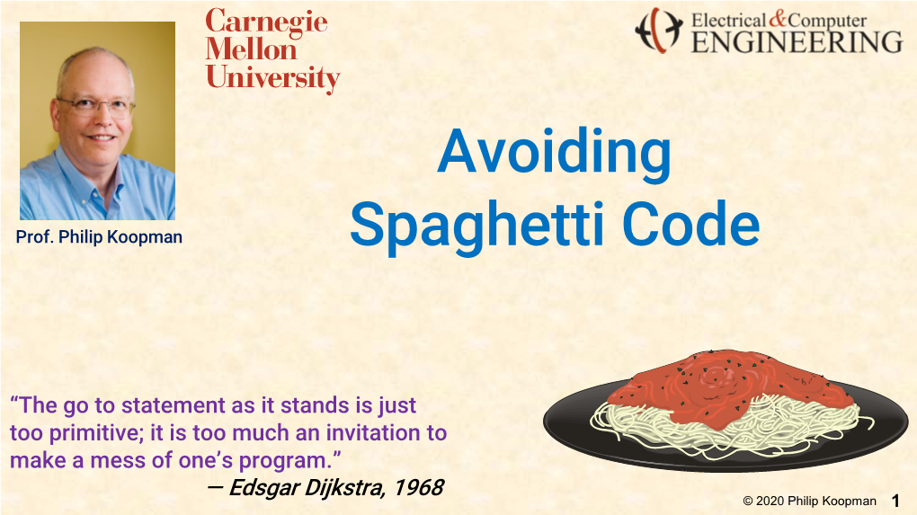 18-642 Avoiding Spaghetti Code