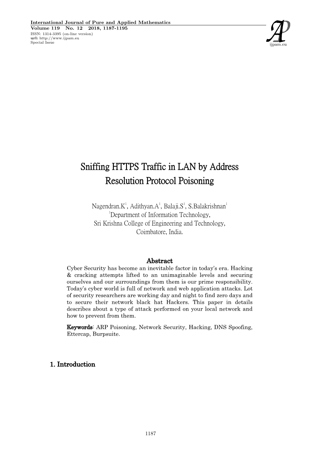 Sniffing HTTPS Traffic in LAN by Address Resolution Protocol Poisoning