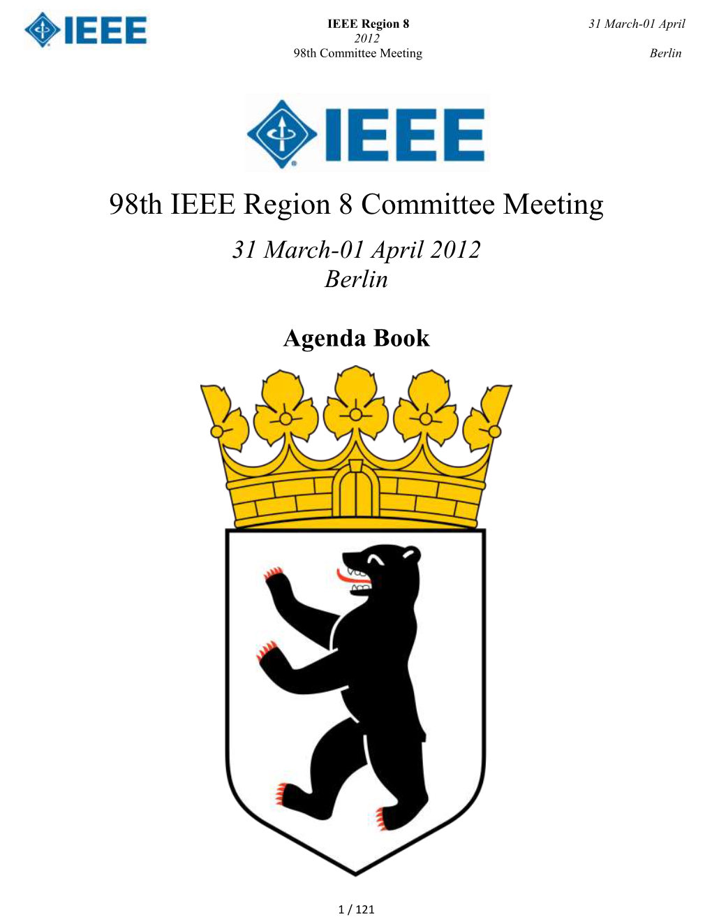 98Th IEEE Region 8 Committee Meeting