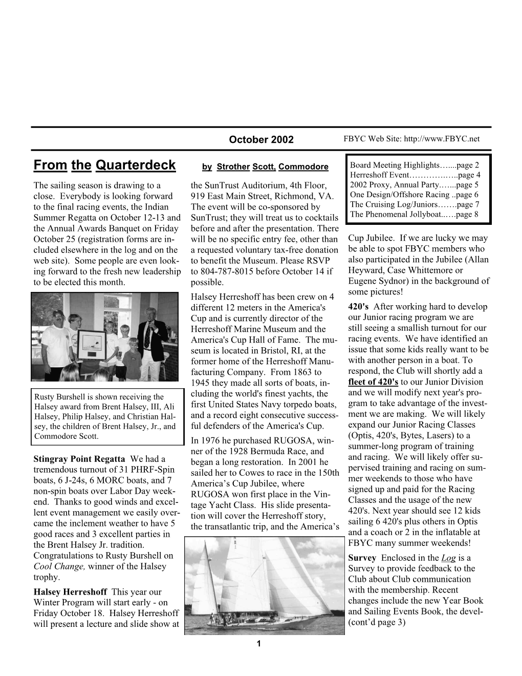 October 2002 FBYC Web Site