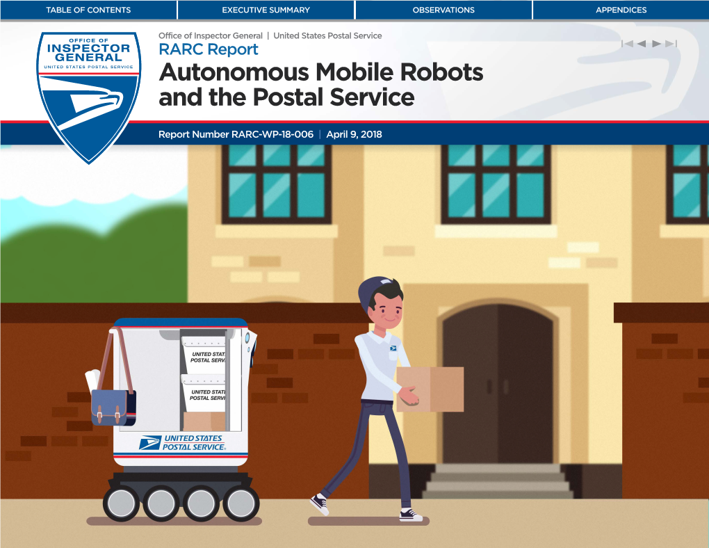 Autonomous Mobile Robots and the Postal Service. Report