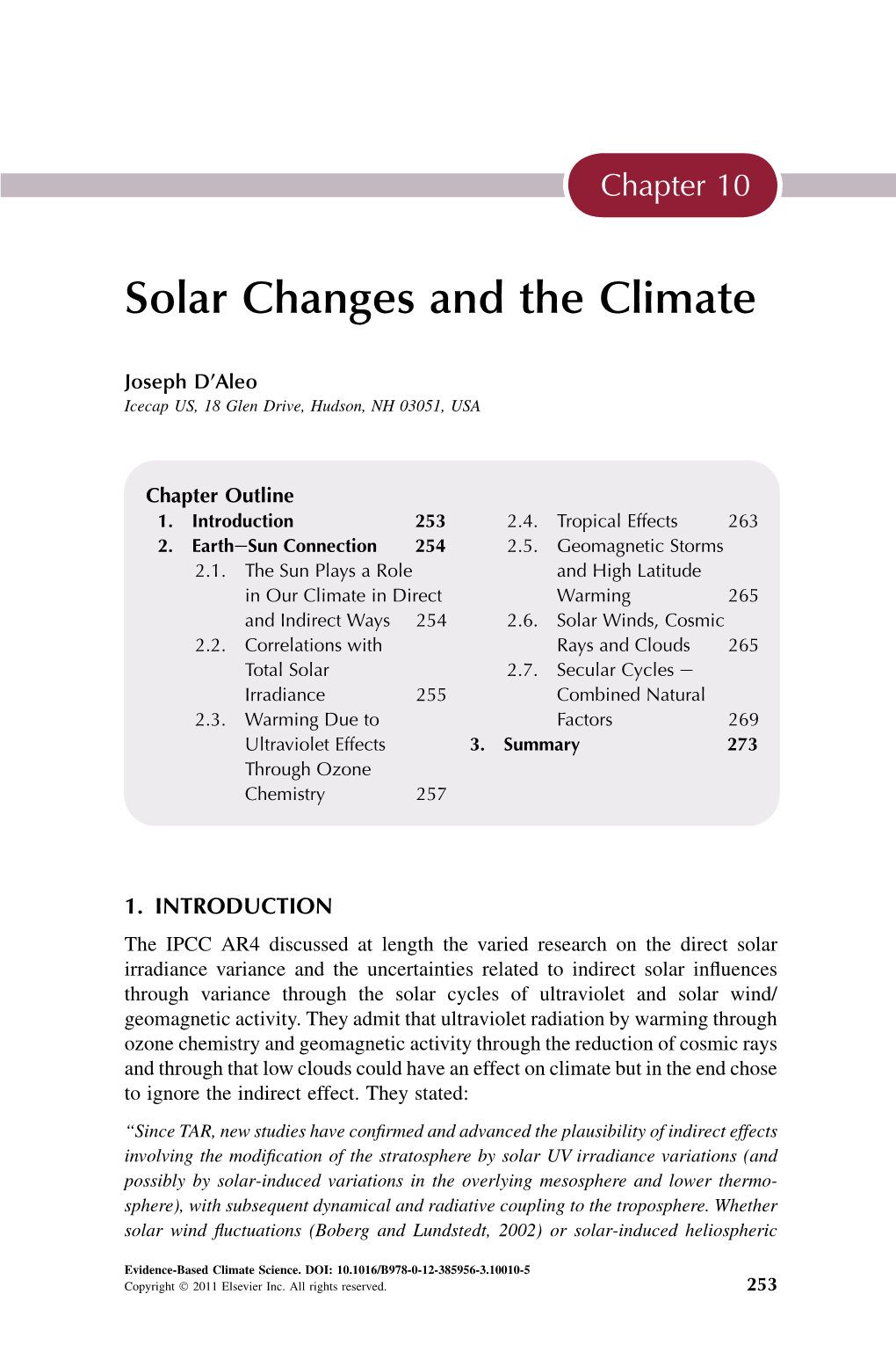 Solar Changes and the Climate