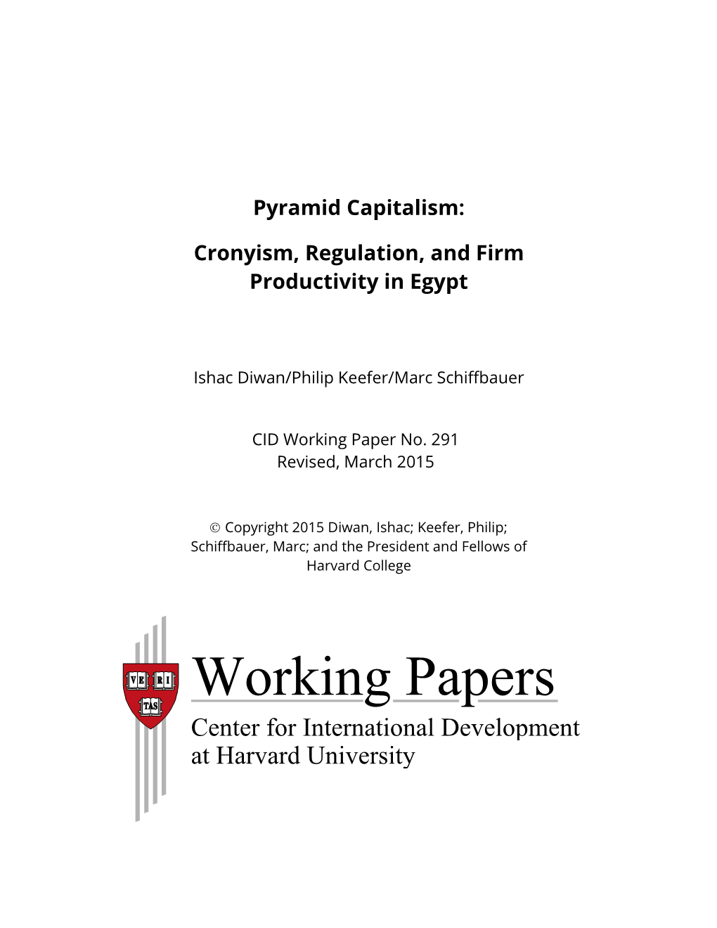 Cronyism, Regulation, and Firm Productivity in Egypt