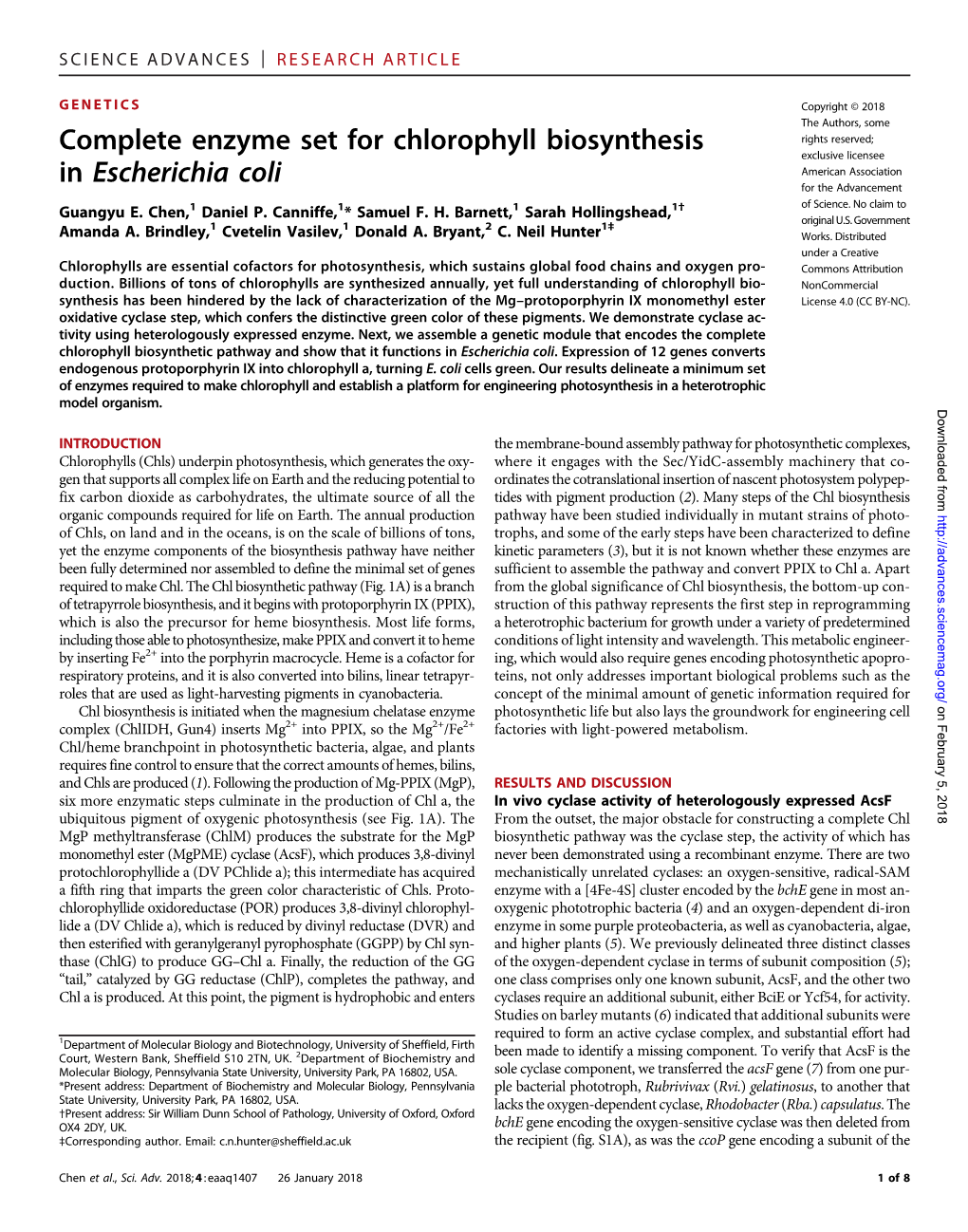 Escherichia Coli American Association for the Advancement 1 1 1 1† of Science