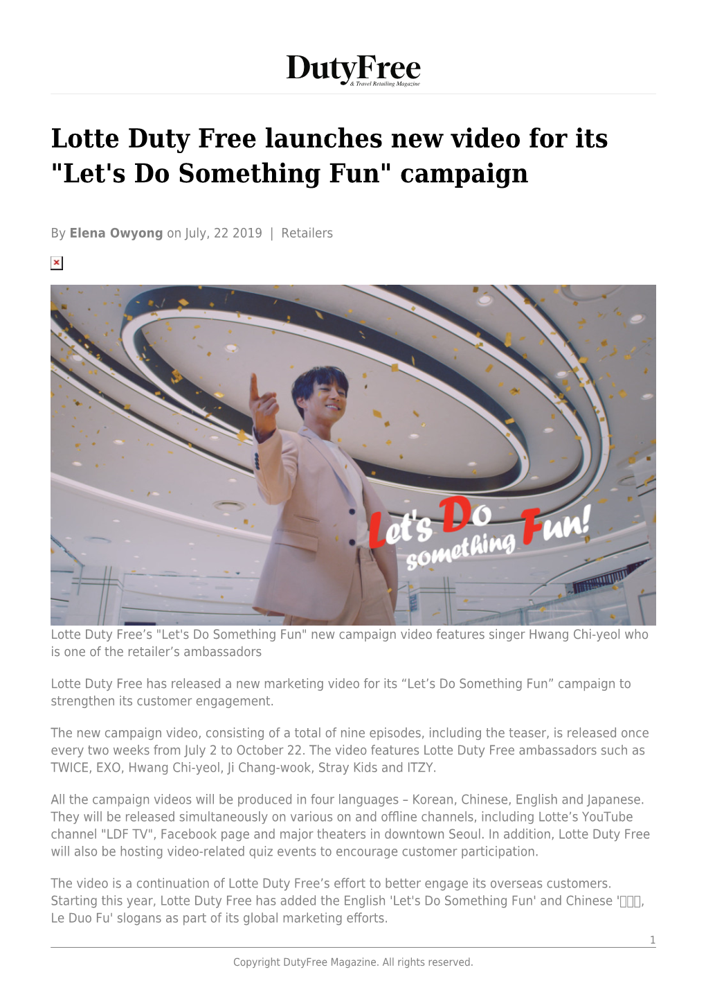 Lotte Duty Free Launches New Video for Its "Let's Do Something Fun" Campaign