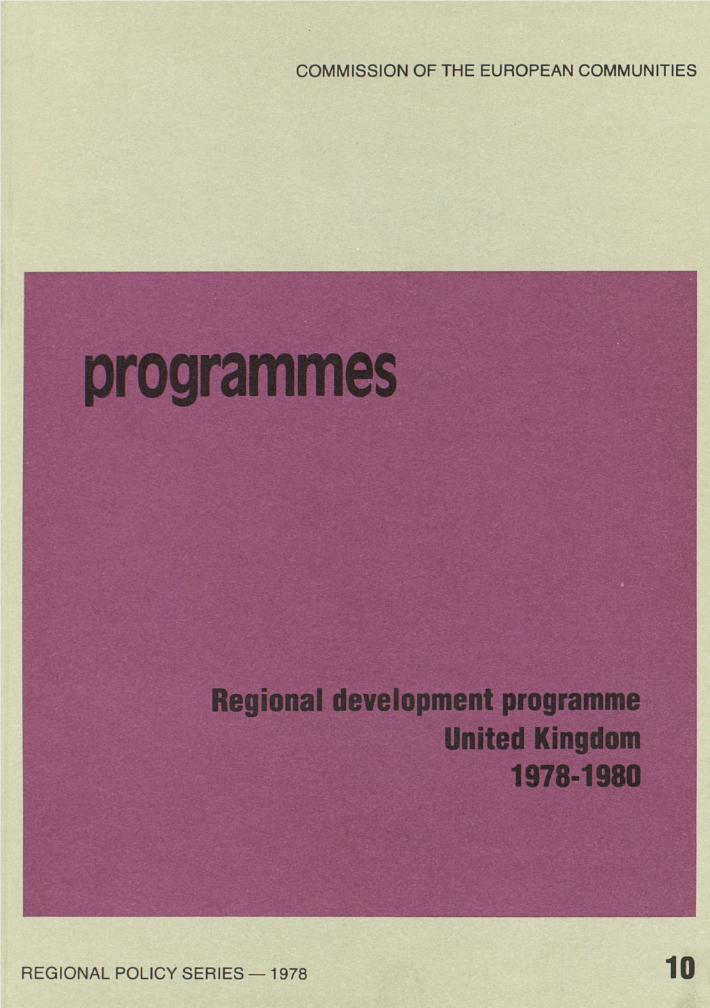 Regional Development Programme United Kingdom 1978-1980