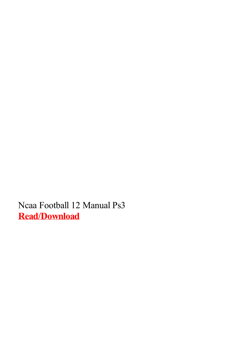 Ncaa Football 12 Manual Ps3