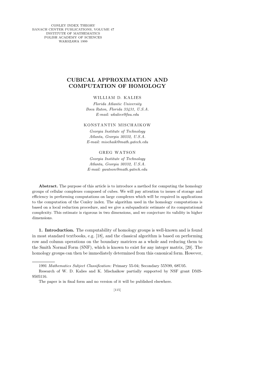 Cubical Approximation and Computation of Homology