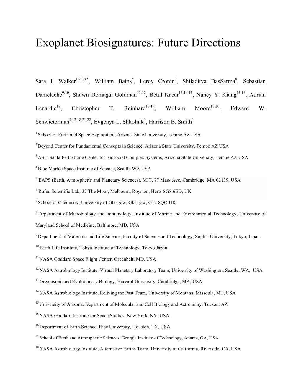 Exoplanet Biosignatures: Future Directions