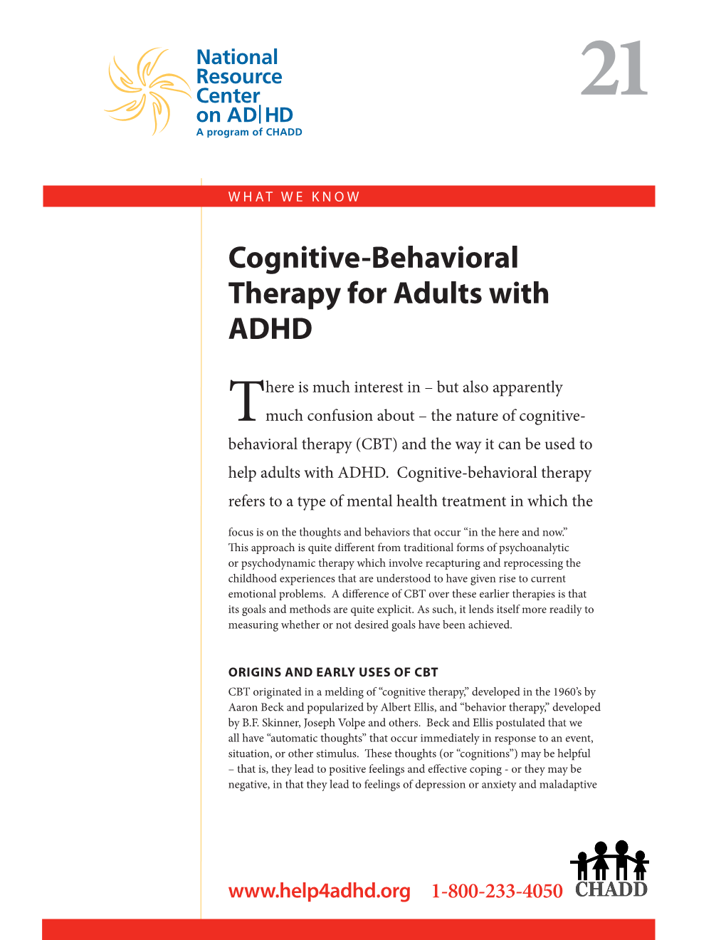 Cognitive-Behavioral Therapy for Adults with ADHD
