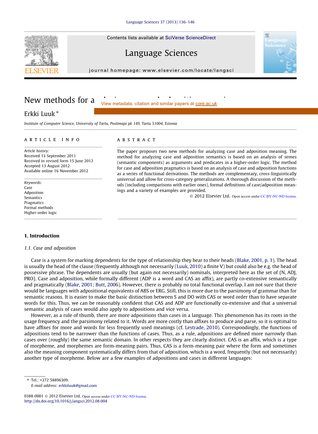 New Methods for Analyzing Case and Adposition Meaning