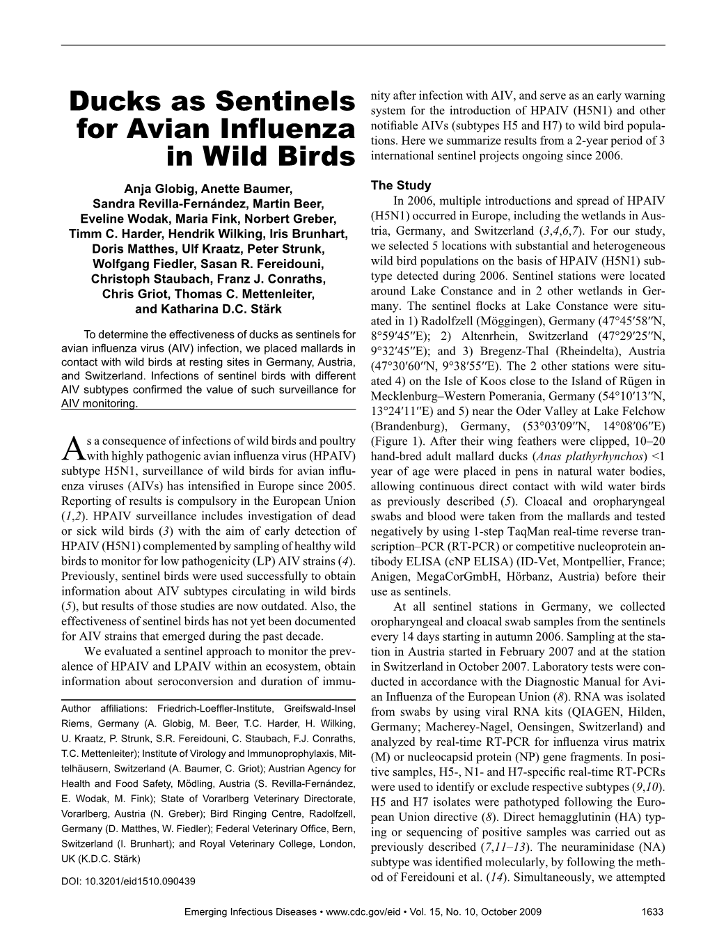 Ducks As Sentinels for Avian Influenza in Wild Birds