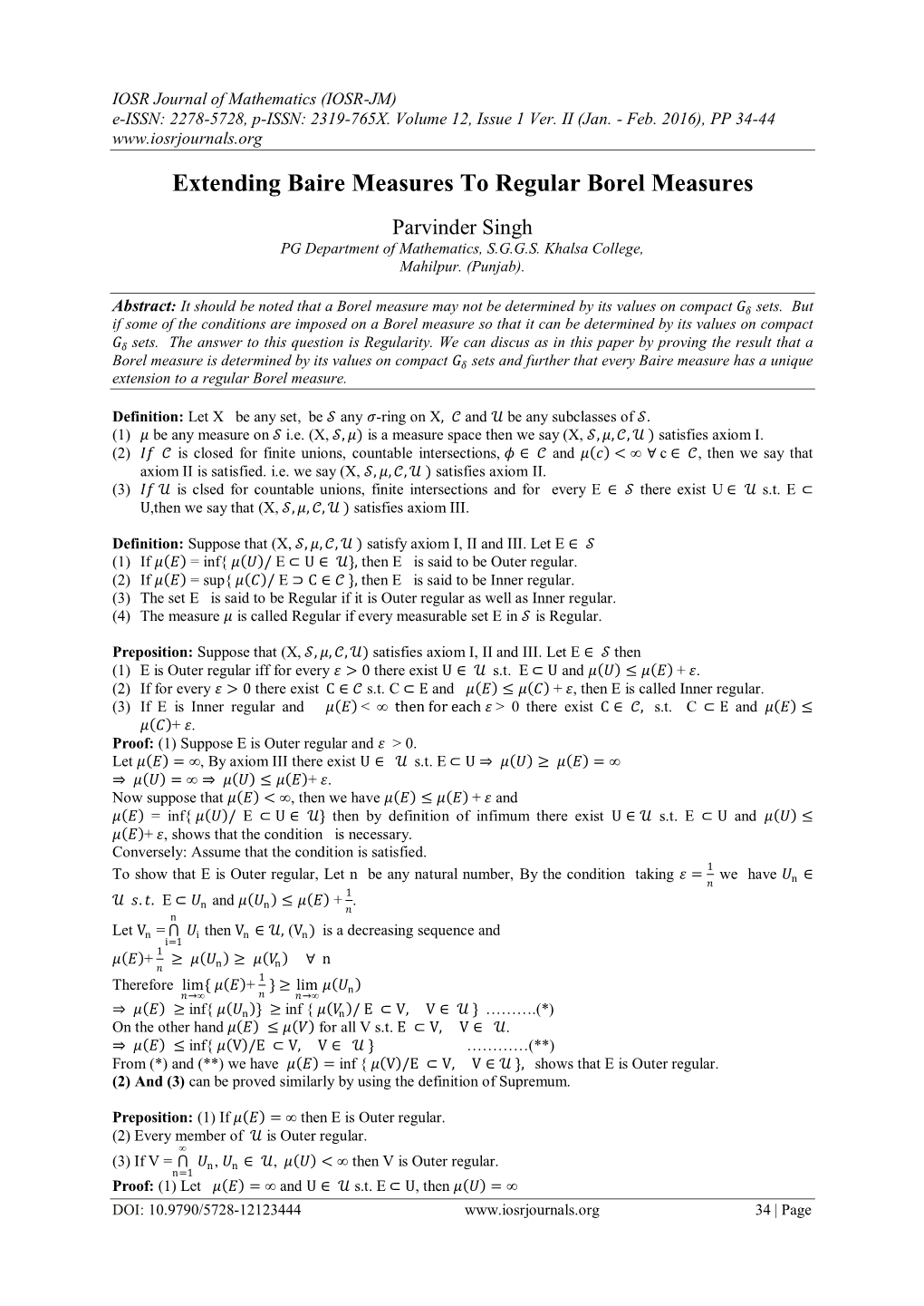 Extending Baire Measures to Regular Borel Measures