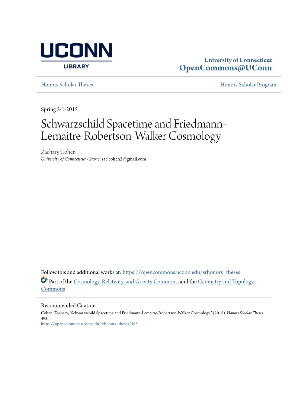 Schwarzschild Spacetime and Friedmann-Lemaitre-Robertson-Walker Cosmology