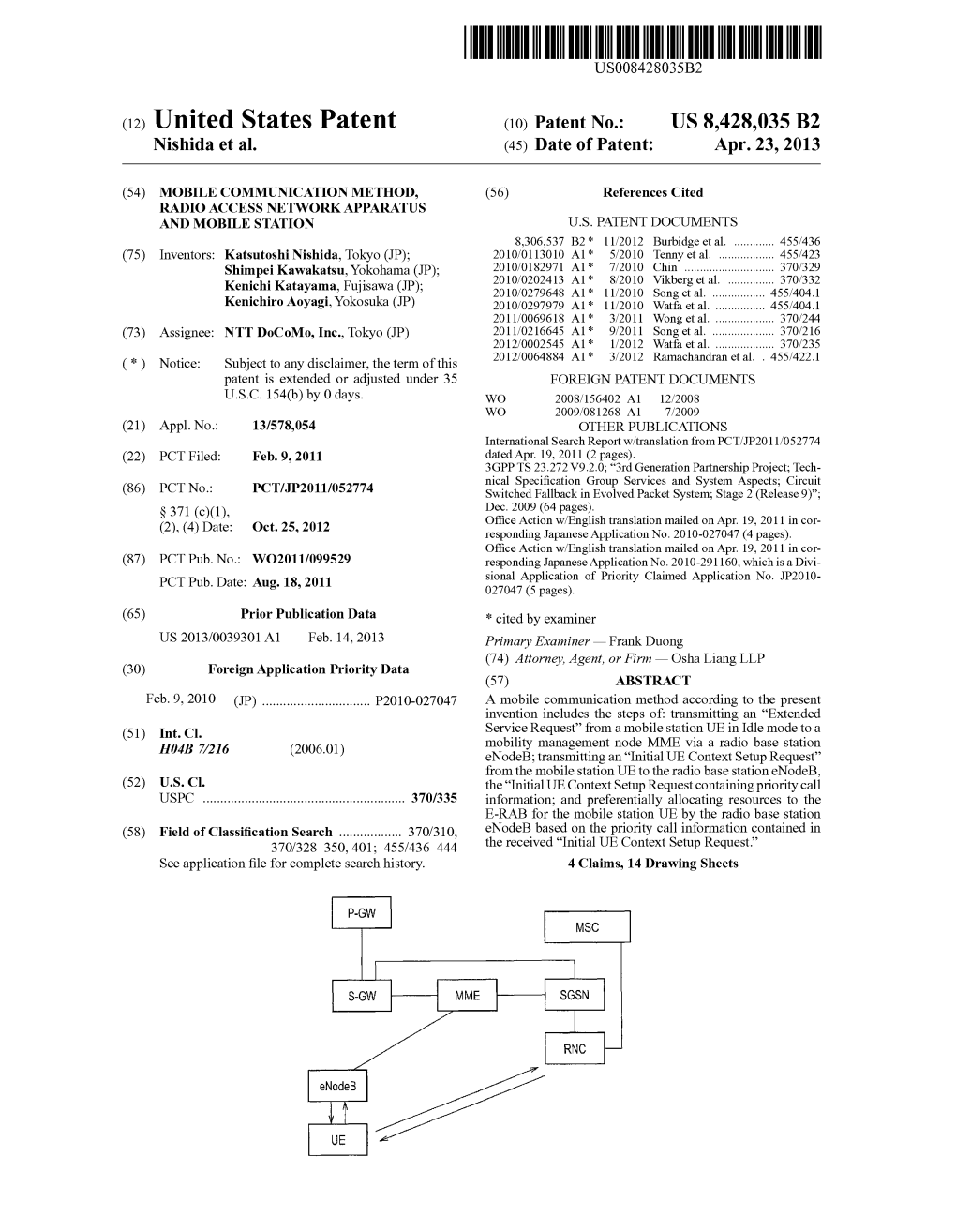 (12) United States Patent (10) Patent No.: US 8,428,035 B2 Nishida Et Al