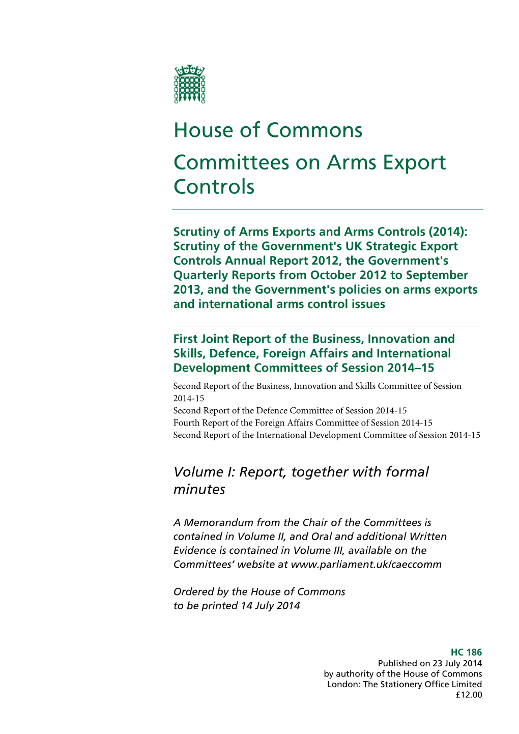 Scrutiny of Arms Export Controls