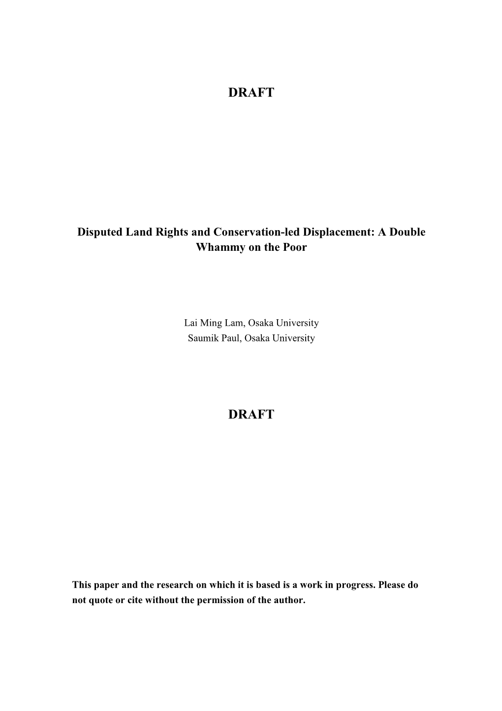 Working Paper 1 – Disputed Land Rights and Conservation-Led Displacement