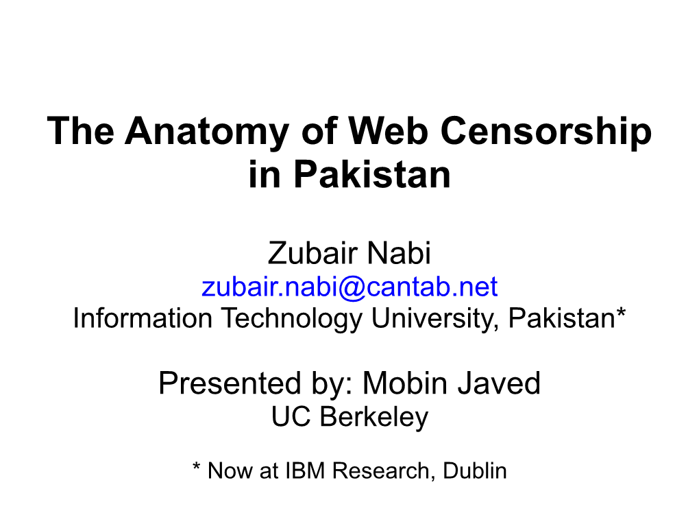 The Anatomy of Web Censorship in Pakistan