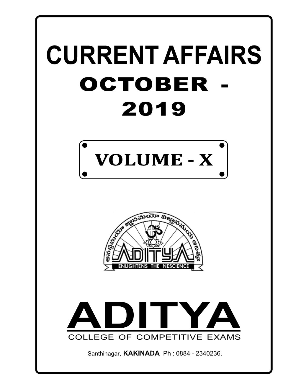 Current Affairs October - 2019