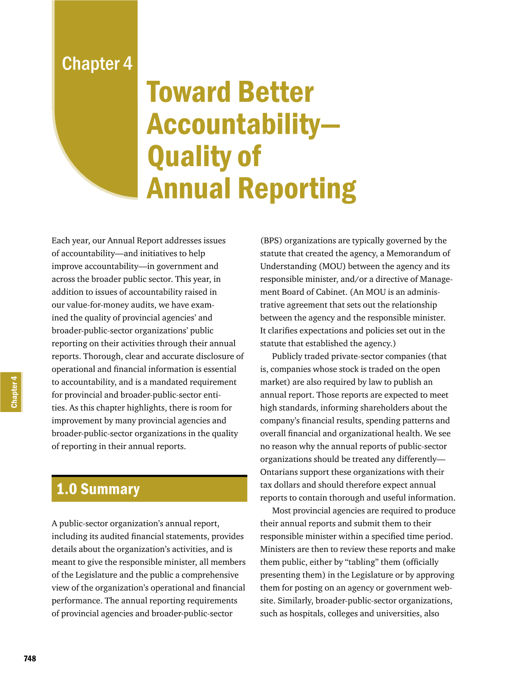 Toward Better Accountability—Quality of Annual Reporting