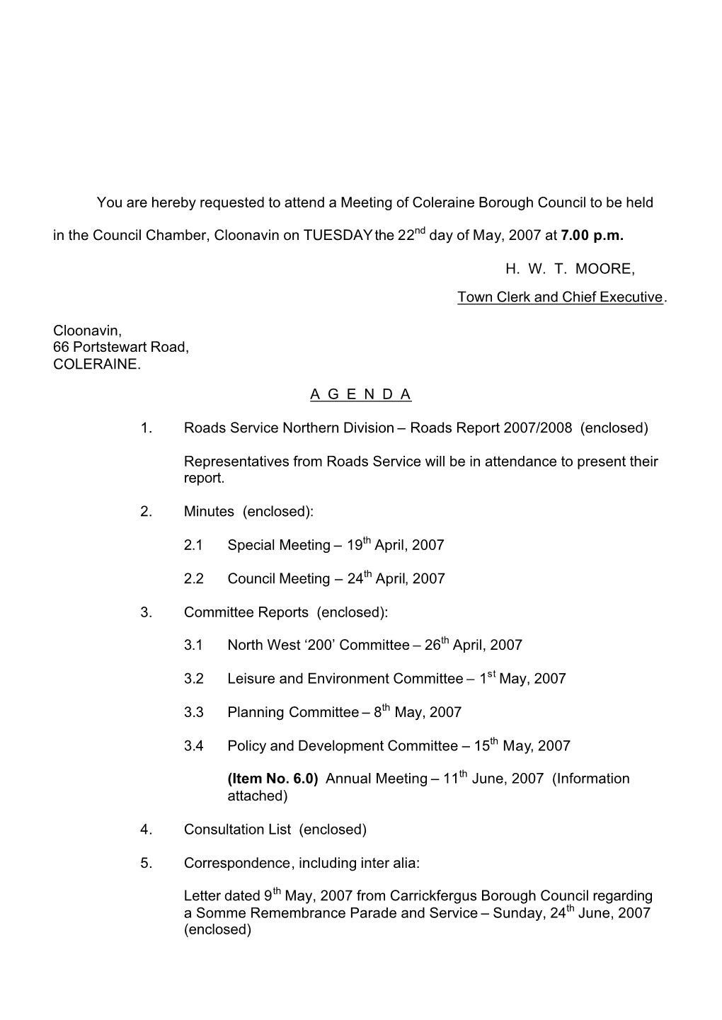 Council Meeting – 24Th April, 2007