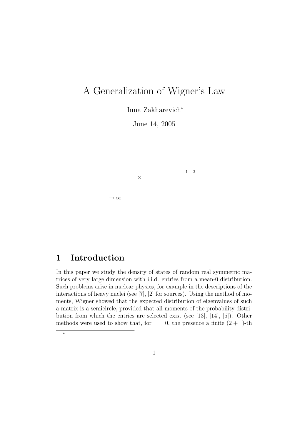 A Generalization of Wigner's