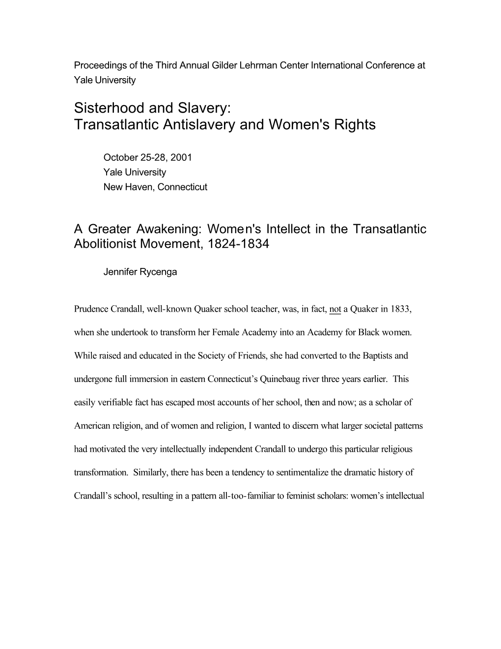 Women's Intellect in the Transatlantic Abolitionist Movement, 1824-1834