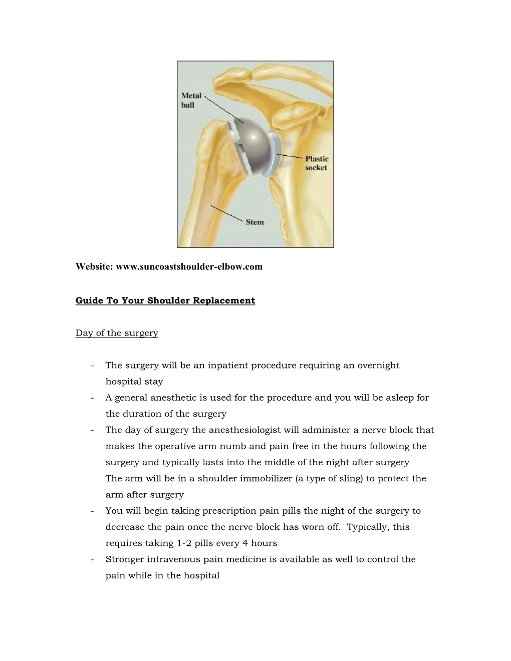 Guide to Your Shoulder Replacement