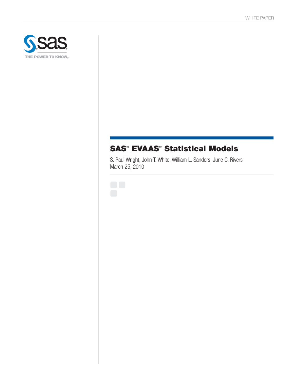 SAS® EVAAS® Statistical Models