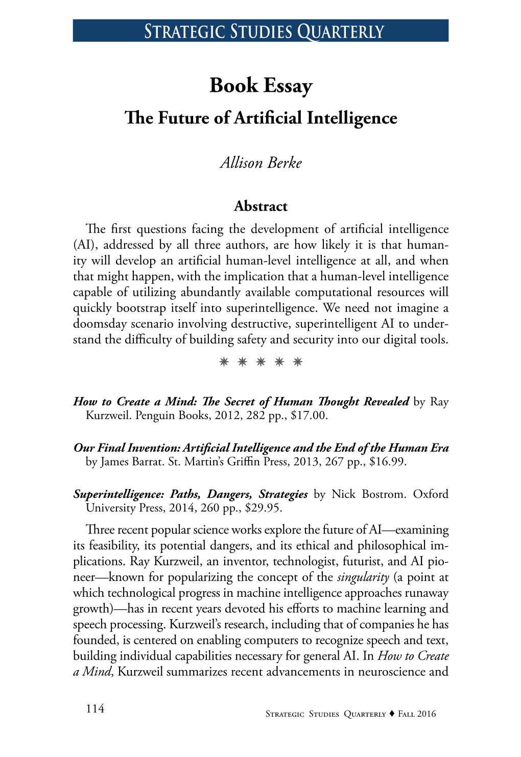 Book Essay the Future of Artificial Intelligence