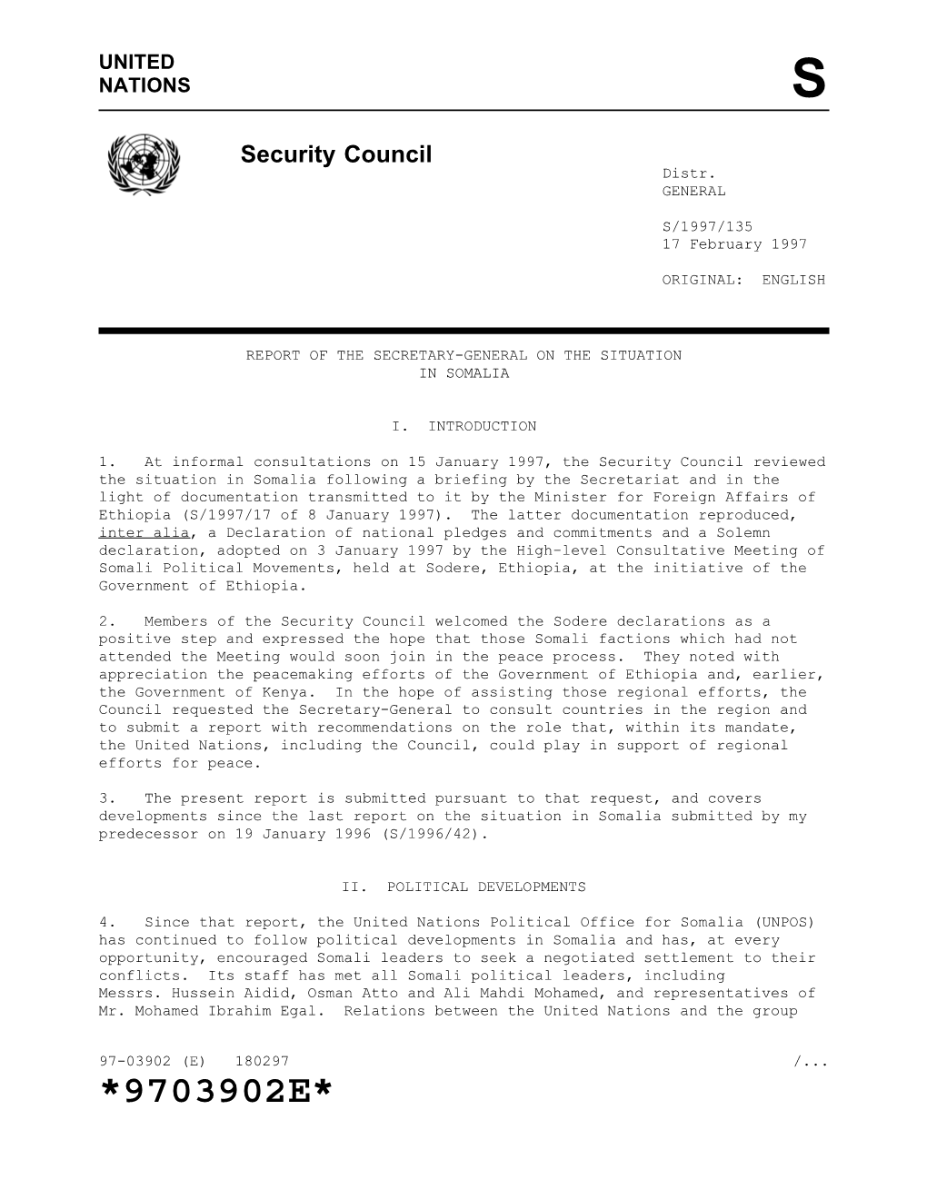 Security Council Distr