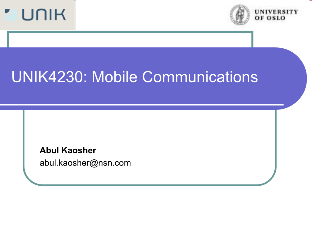 UNIK4230: Mobile Communications