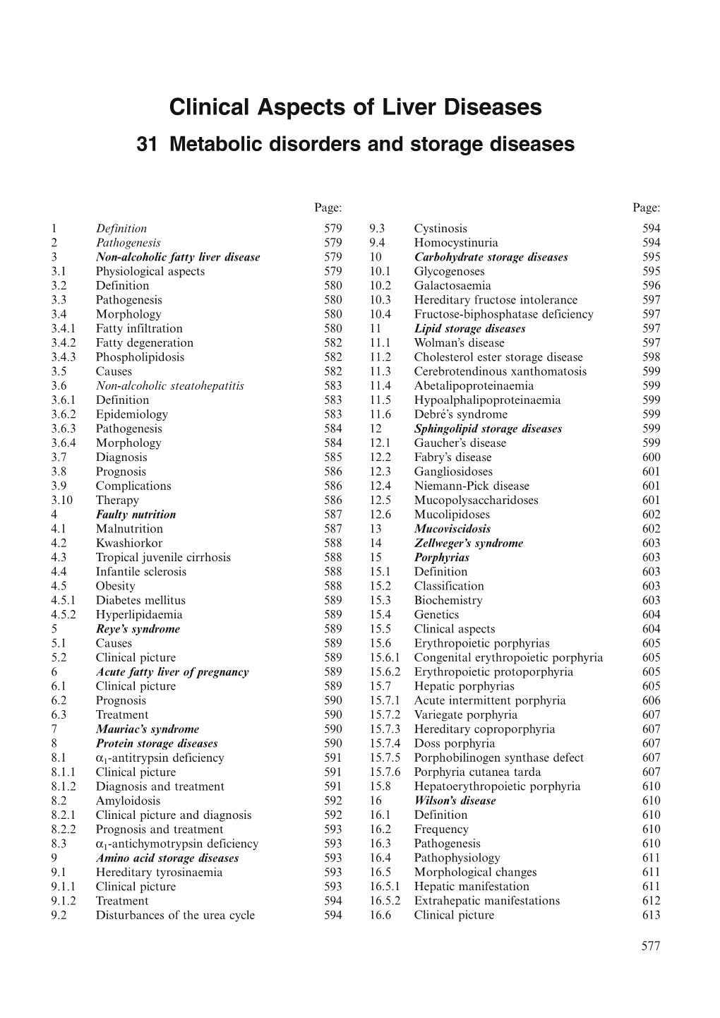 Clinical Aspects of Liver Diseases 31 Metabolic Disorders and Storage Diseases