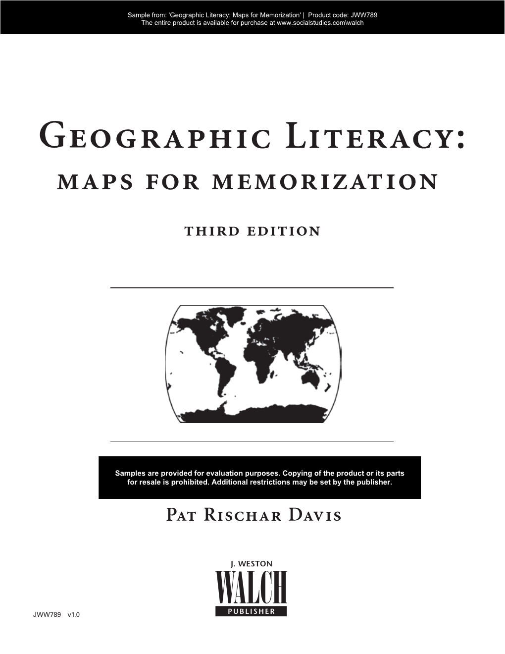 Geographic Literacy: Maps for Memorization' | Product Code: JWW789 the Entire Product Is Available for Purchase At