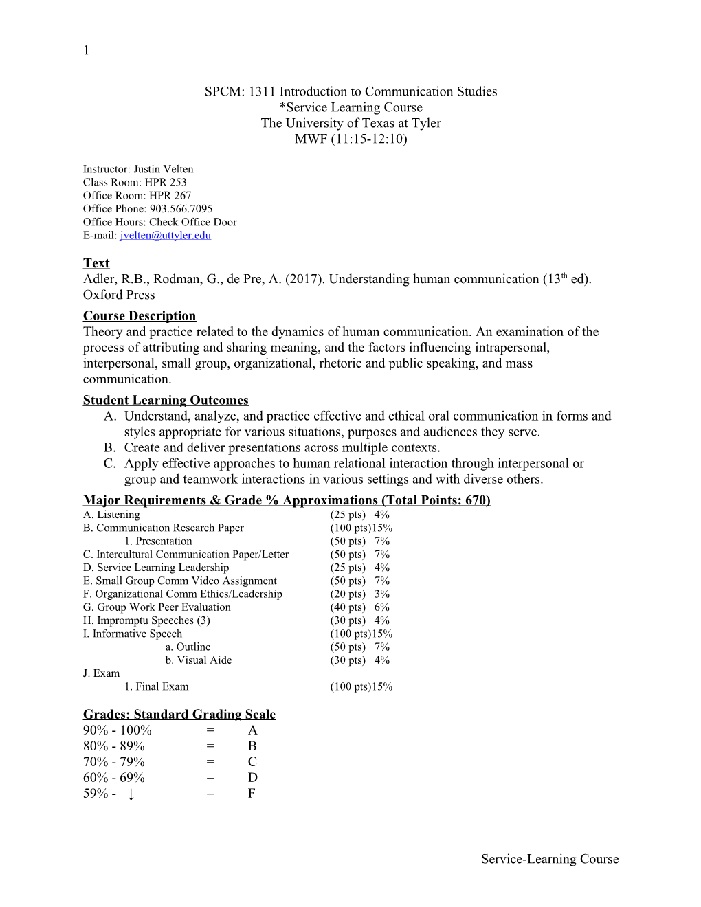 SPCM: 1311 Introduction to Communication Studies